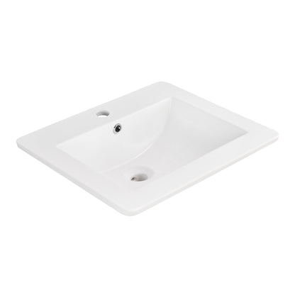 American Imaginations AI-29876 21" White Rectangular Drop In Transitional Ceramic Top Set