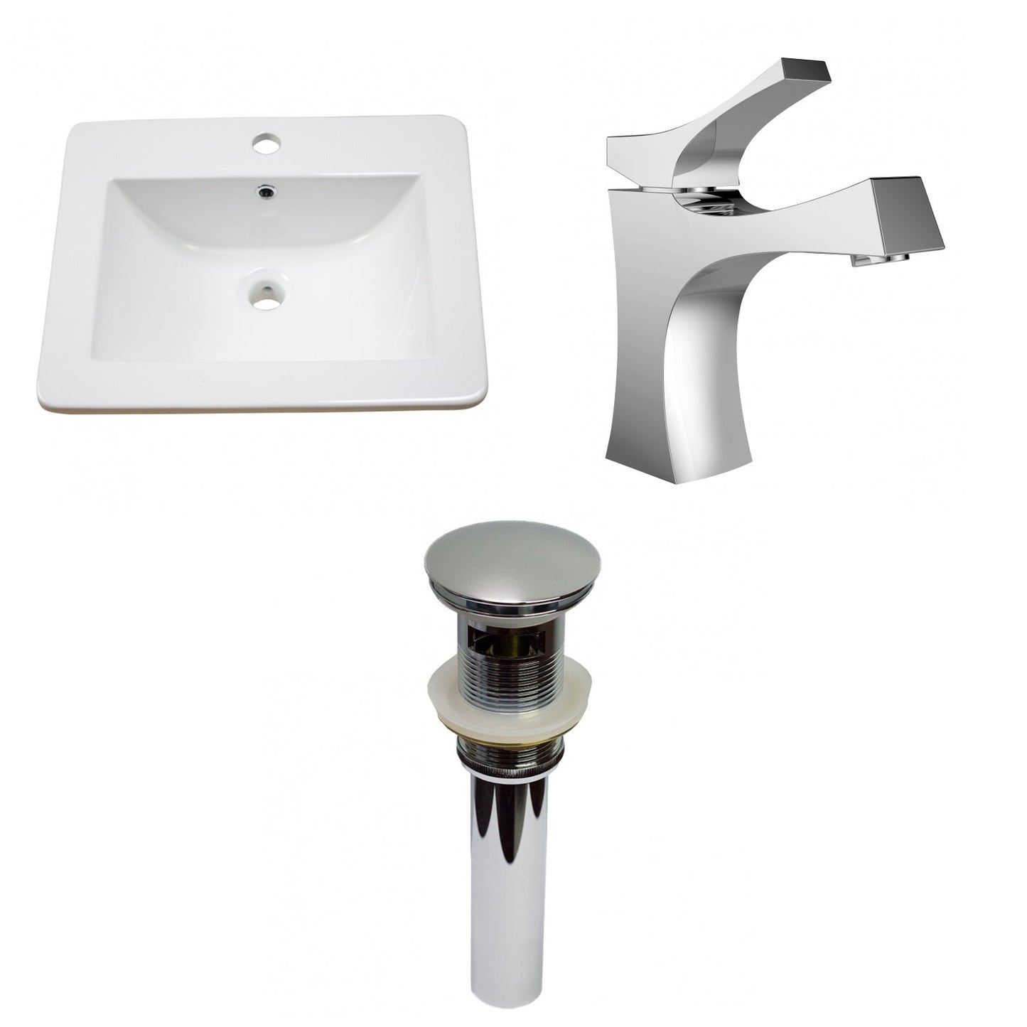 American Imaginations AI-29876 21" White Rectangular Drop In Transitional Ceramic Top Set