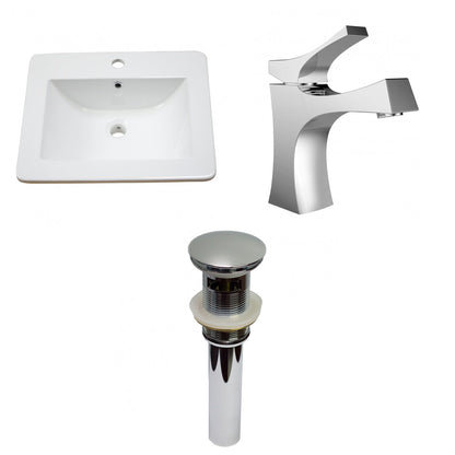 American Imaginations AI-29876 21" White Rectangular Drop In Transitional Ceramic Top Set