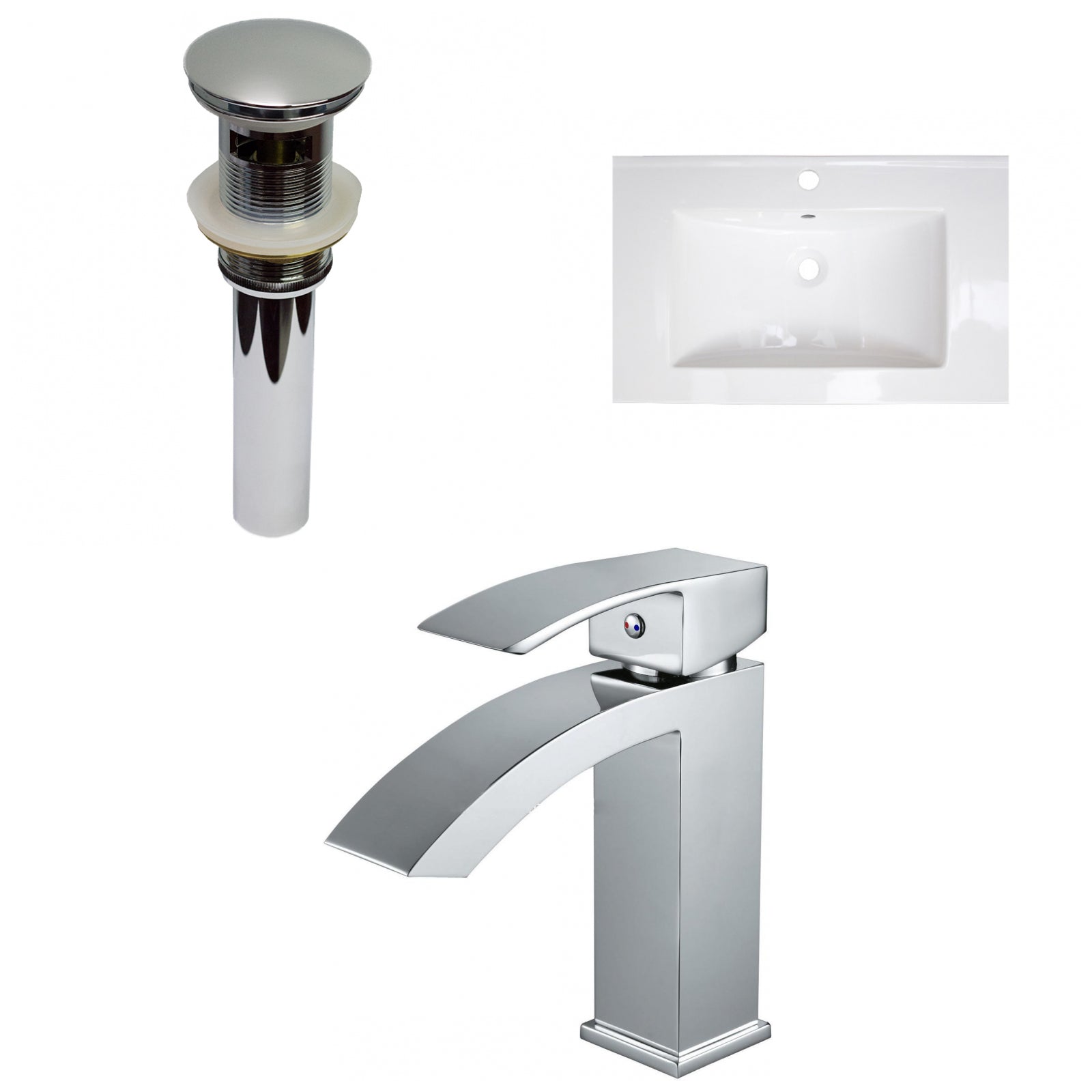 American Imaginations AI-30027 24" White Rectangular Drop In Transitional Ceramic Top Set