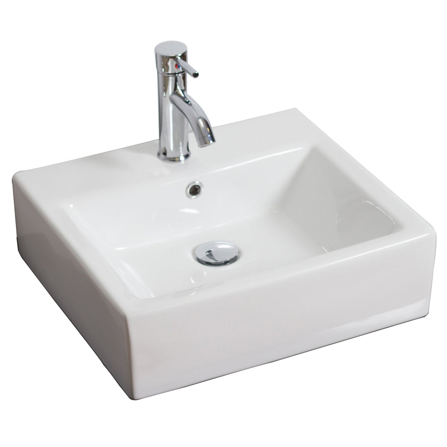 American Imaginations AI-30094 21" Rectangle Enamel Glaze White Ceramic Transitional