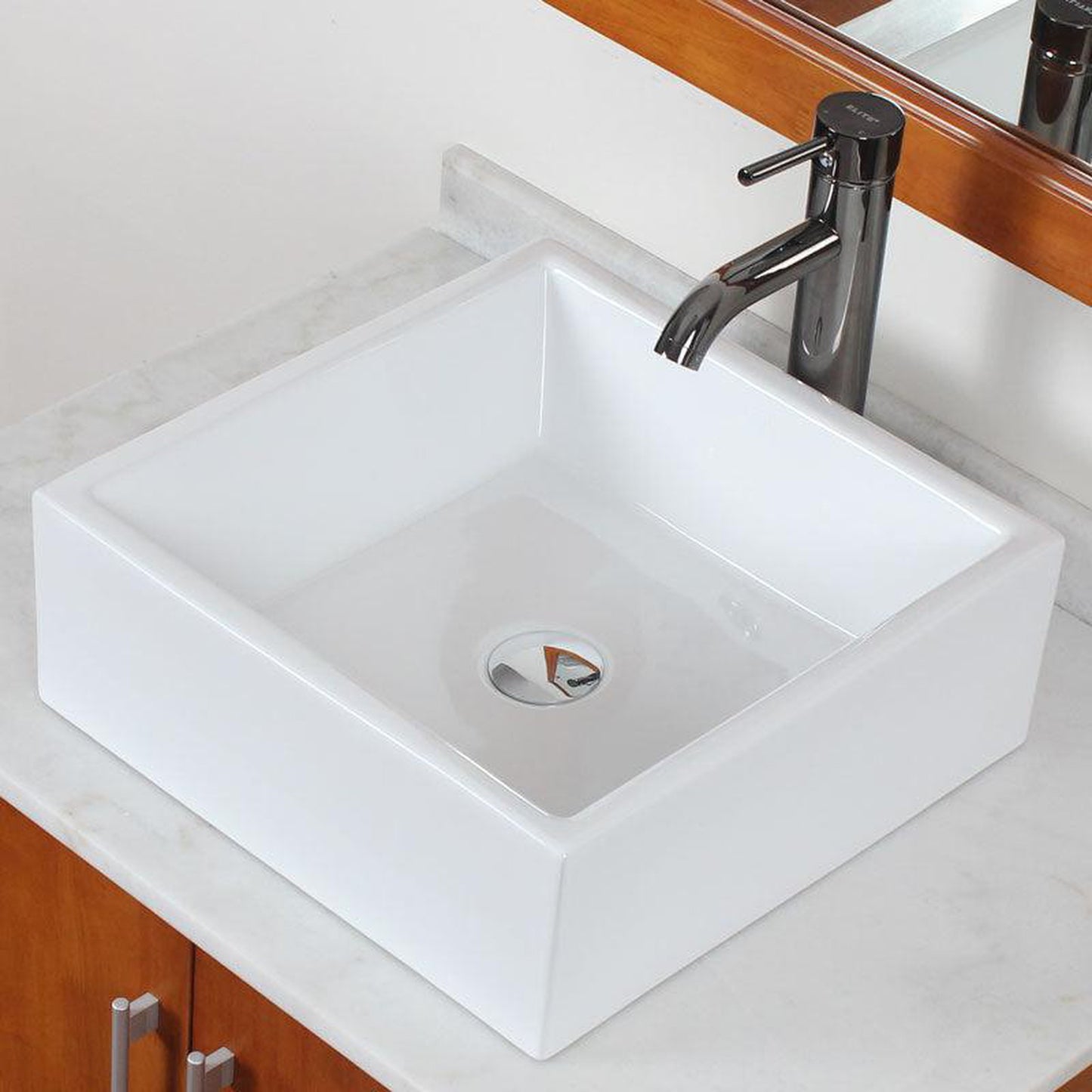 American Imaginations AI-30129 15" Square Enamel Glaze White Ceramic Transitional