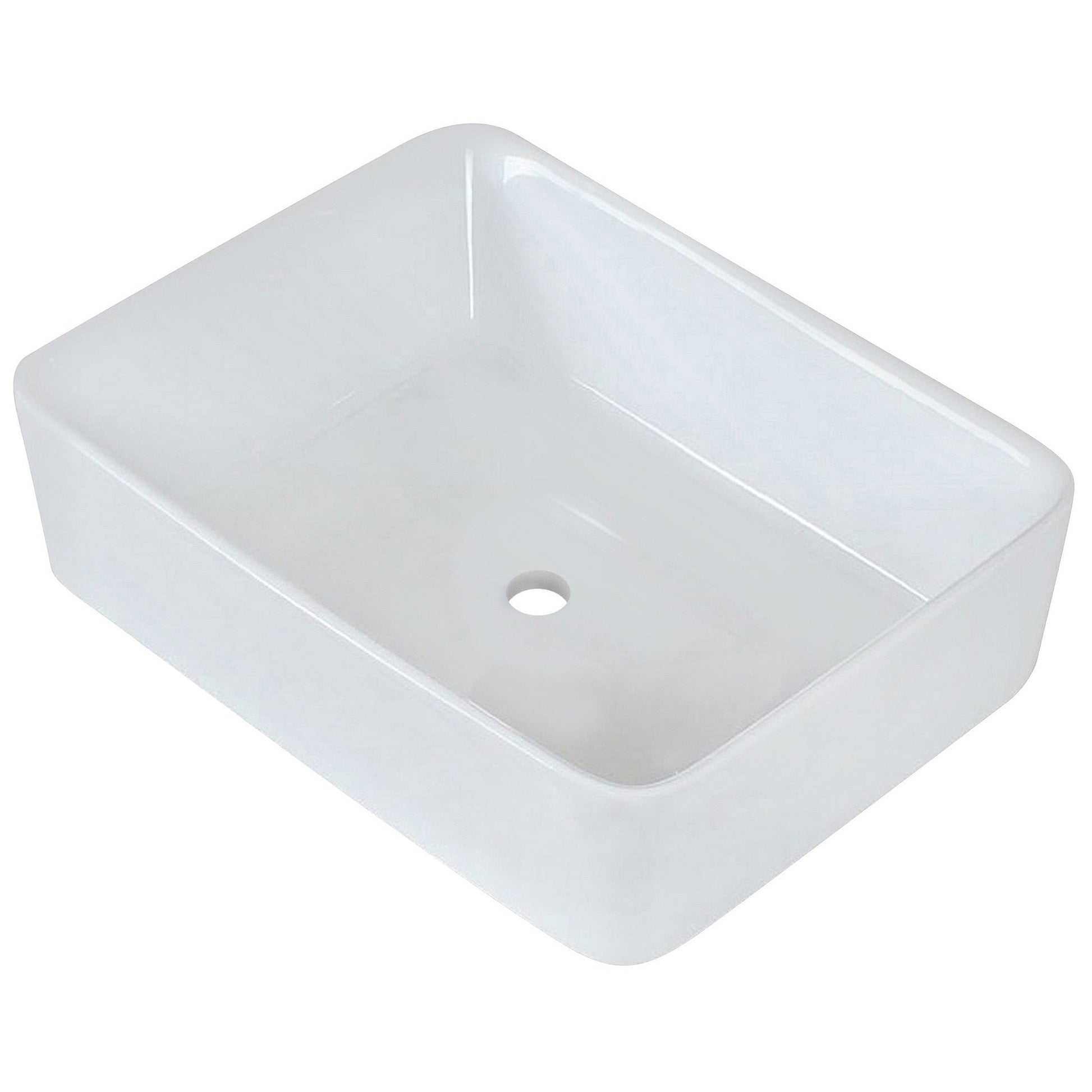 American Imaginations AI-30133 19" Rectangle Enamel Glaze White Ceramic Transitional