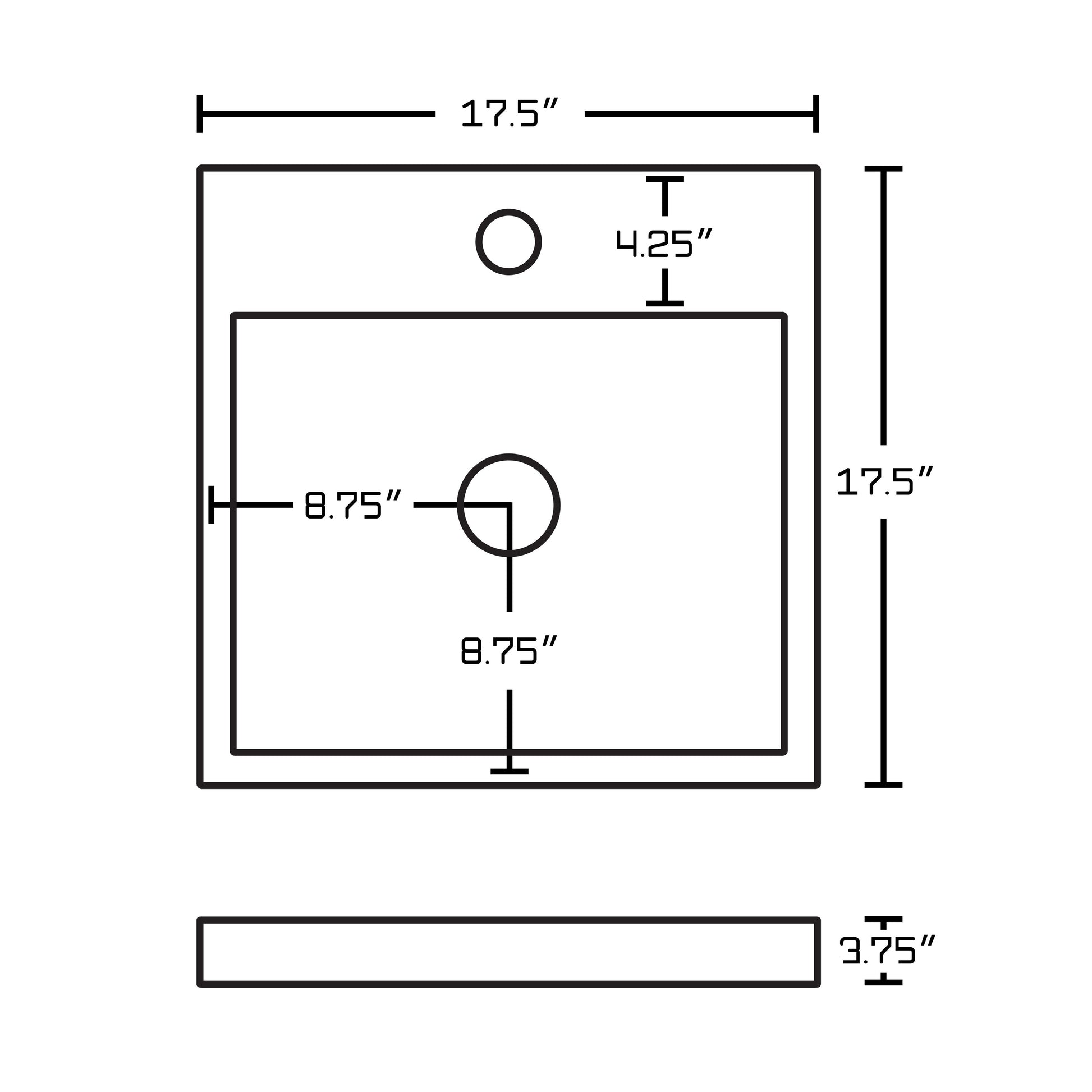 American Imaginations AI-30266 18" White Square Above Counter Modern Bathroom Vessel Sink Set