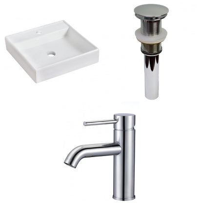 American Imaginations AI-30266 18" White Square Above Counter Modern Bathroom Vessel Sink Set