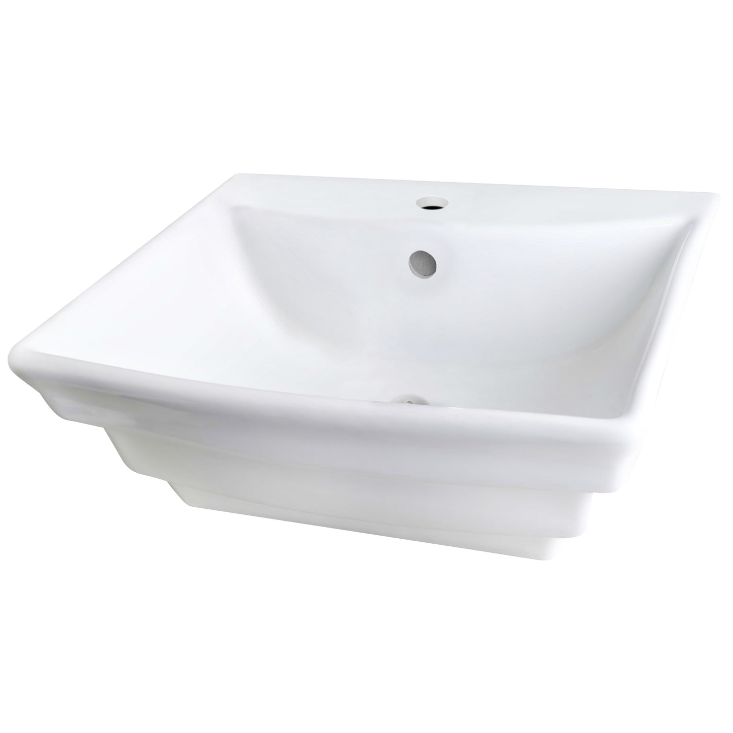 American Imaginations AI-30336 20" White Rectangular Wall Mount Traditional Bathroom Vessel Sink Set