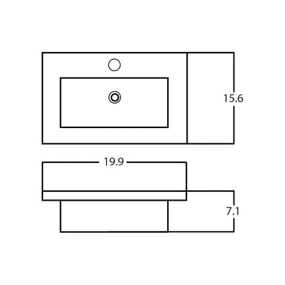 American Imaginations AI-30399 20" White Rectangular Drop In Transitional Ceramic Top Set