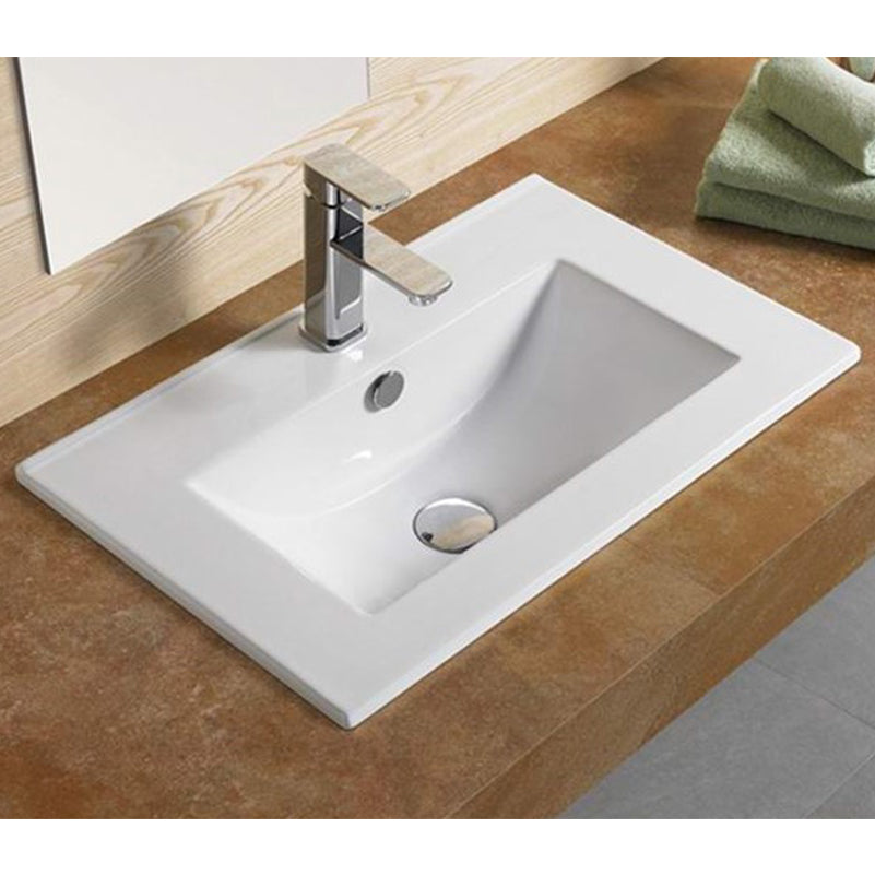 American Imaginations AI-30399 20" White Rectangular Drop In Transitional Ceramic Top Set