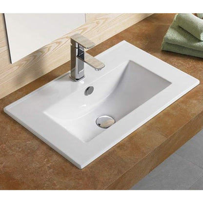 American Imaginations AI-30399 20" White Rectangular Drop In Transitional Ceramic Top Set