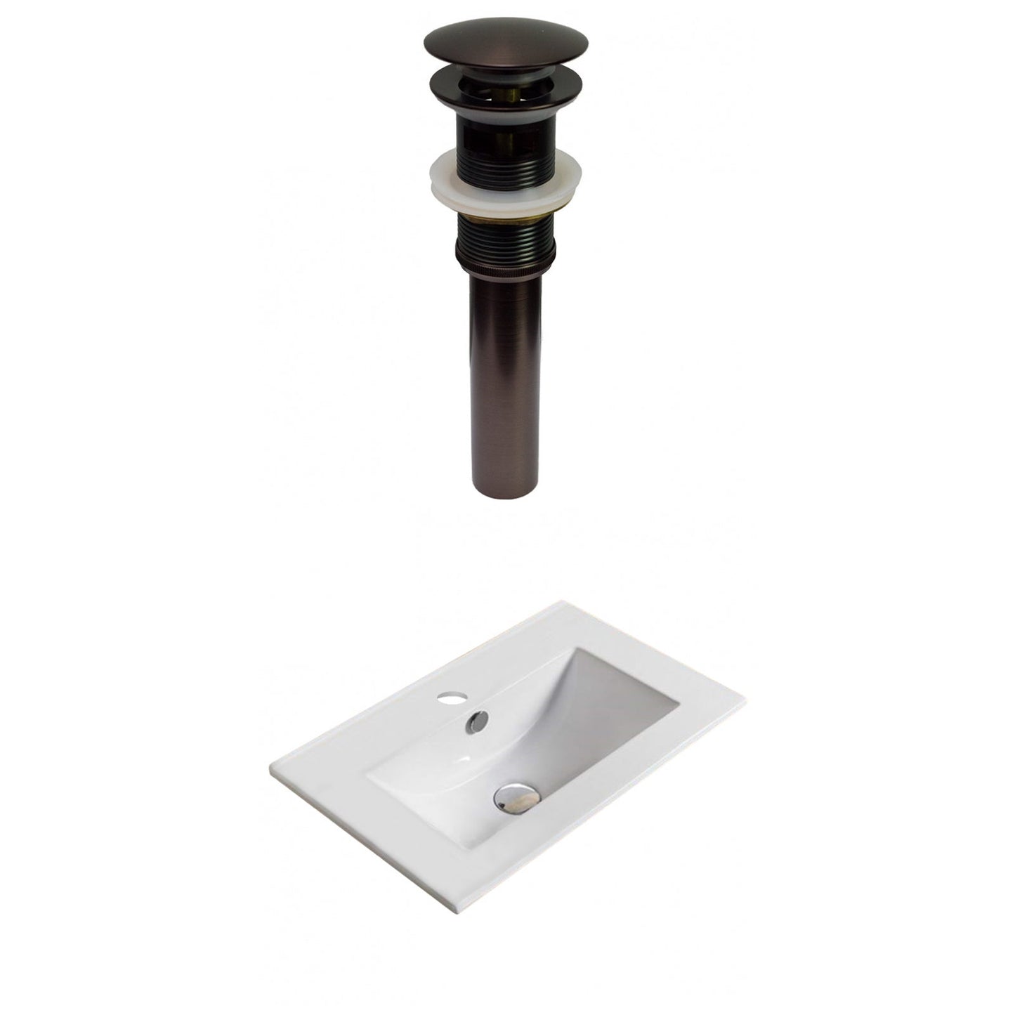 American Imaginations AI-30399 20" White Rectangular Drop In Transitional Ceramic Top Set