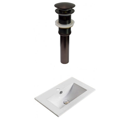 American Imaginations AI-30399 20" White Rectangular Drop In Transitional Ceramic Top Set