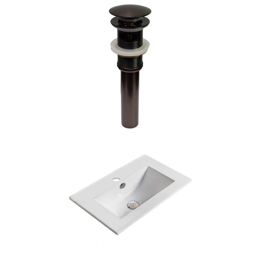 American Imaginations AI-30399 20" White Rectangular Drop In Transitional Ceramic Top Set