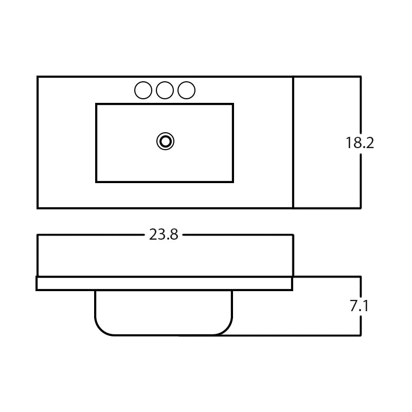 American Imaginations AI-30469 24" White Rectangular Drop In Transitional Ceramic Top Set