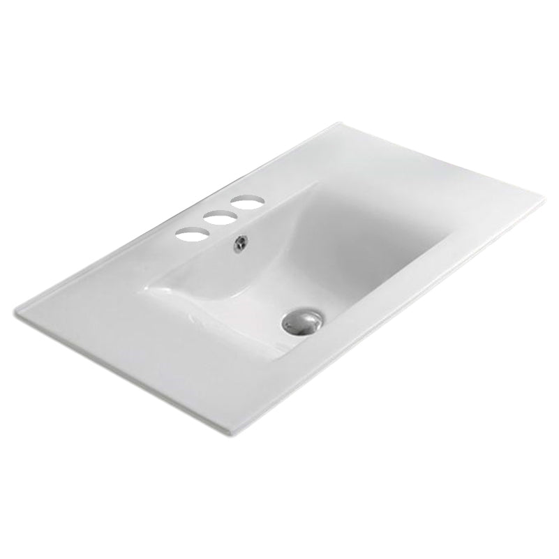 American Imaginations AI-30469 24" White Rectangular Drop In Transitional Ceramic Top Set