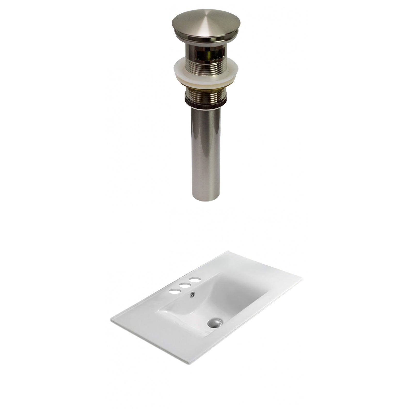 American Imaginations AI-30469 24" White Rectangular Drop In Transitional Ceramic Top Set