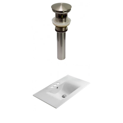 American Imaginations AI-30469 24" White Rectangular Drop In Transitional Ceramic Top Set