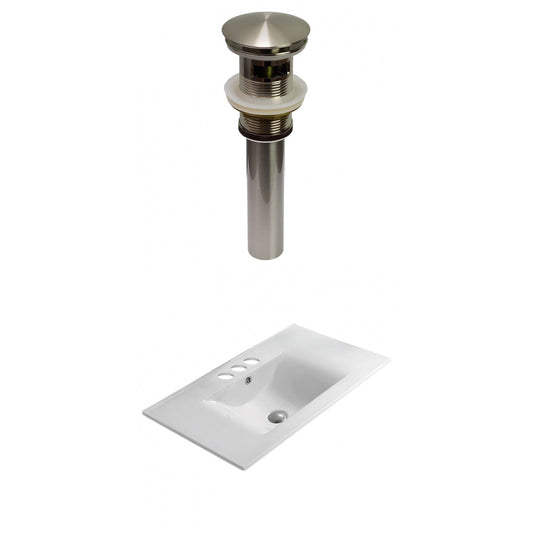 American Imaginations AI-30469 24" White Rectangular Drop In Transitional Ceramic Top Set