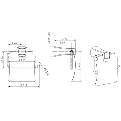 American Imaginations AI-3049 6" Chrome Rectangular Wall Mount Modern Toilet Paper Roll Holder