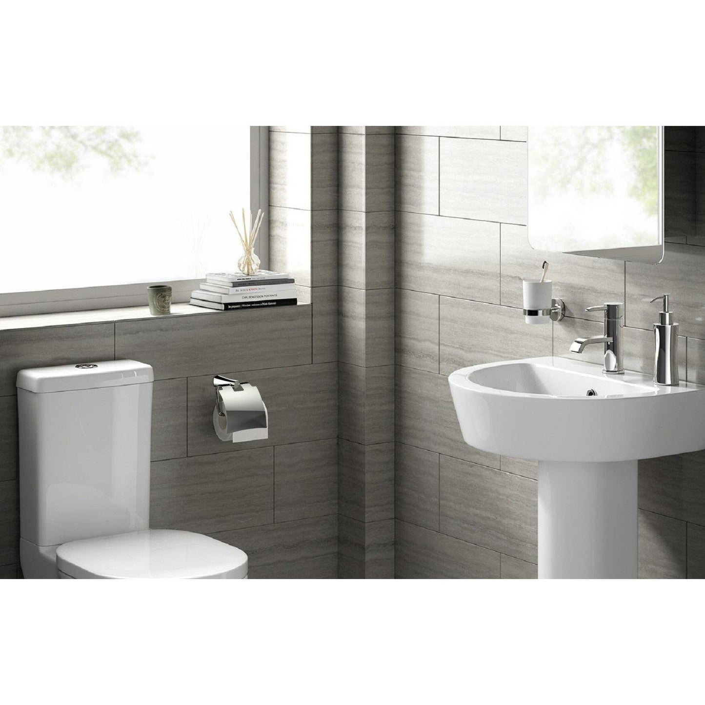 American Imaginations AI-3049 6" Chrome Rectangular Wall Mount Modern Toilet Paper Roll Holder