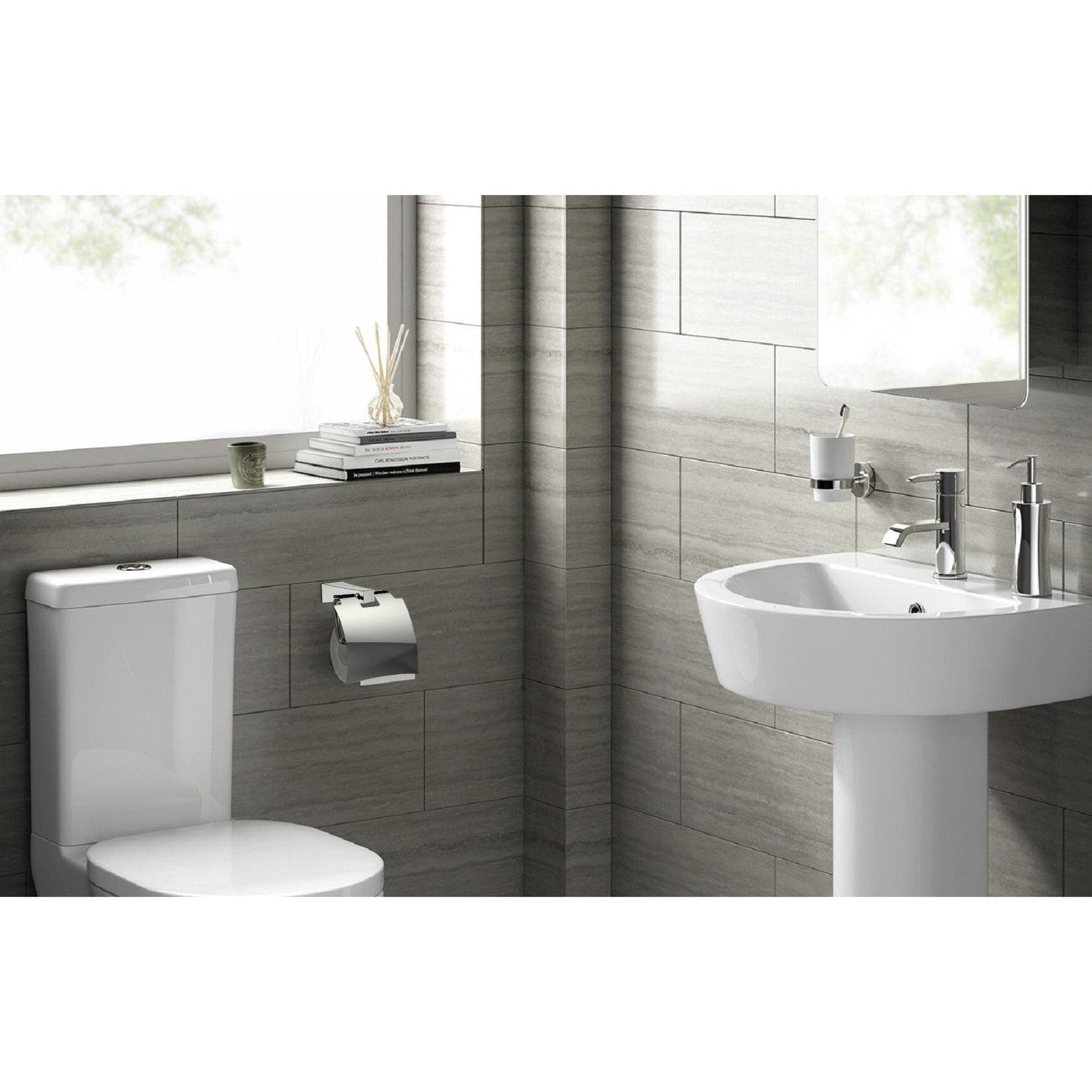 American Imaginations AI-3050 5" Chrome Rectangular Wall Mount Modern Toilet Paper Roll Holder