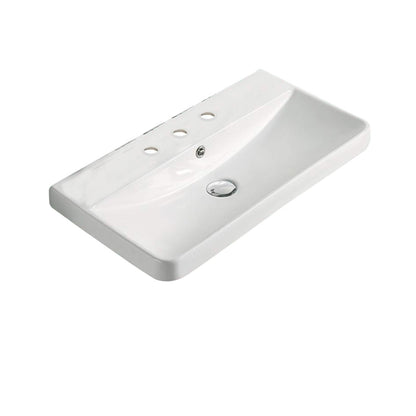 American Imaginations AI-30758 24" White Rectangular Wall Mount Transitional Ceramic Top Set