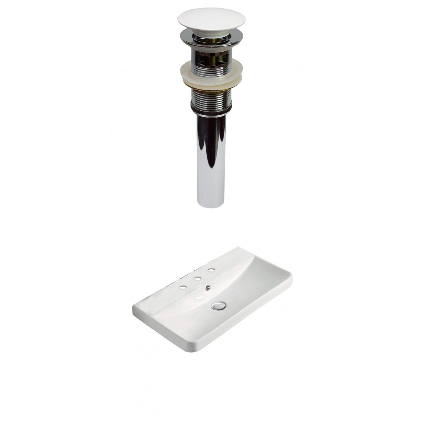 American Imaginations AI-30758 24" White Rectangular Wall Mount Transitional Ceramic Top Set