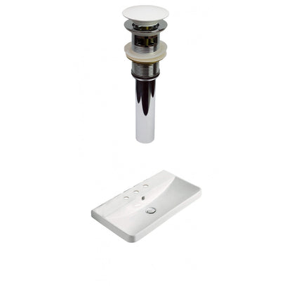 American Imaginations AI-30758 24" White Rectangular Wall Mount Transitional Ceramic Top Set