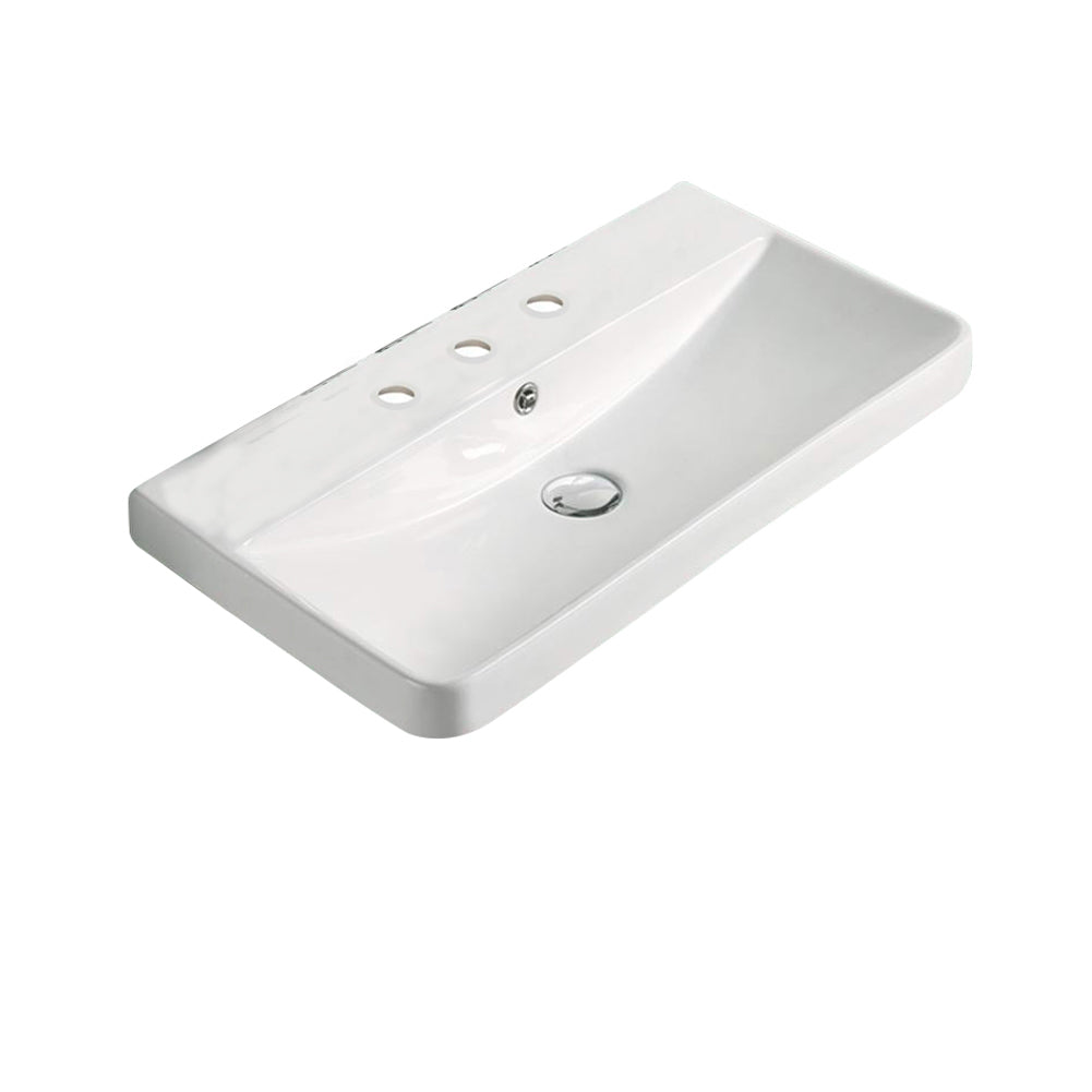 American Imaginations AI-30760 24" White Rectangular Wall Mount Transitional Ceramic Top Set