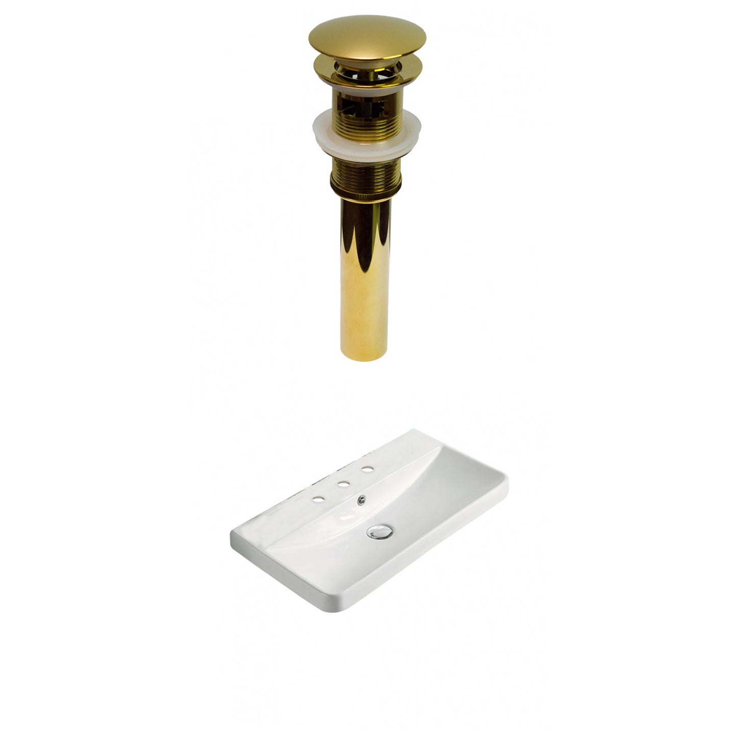 American Imaginations AI-30760 24" White Rectangular Wall Mount Transitional Ceramic Top Set