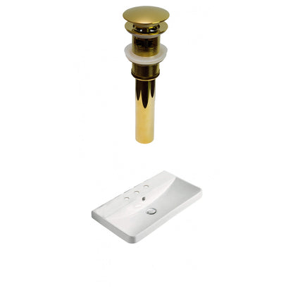 American Imaginations AI-30760 24" White Rectangular Wall Mount Transitional Ceramic Top Set