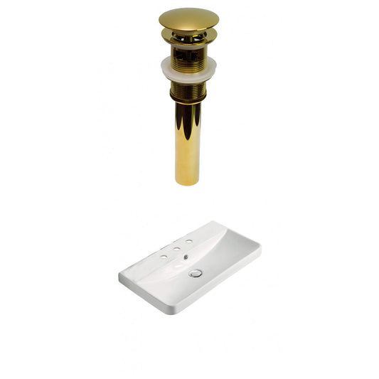 American Imaginations AI-30760 24" White Rectangular Wall Mount Transitional Ceramic Top Set