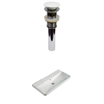 American Imaginations AI-30770 32" White Rectangular Wall Mount Transitional Ceramic Top Set