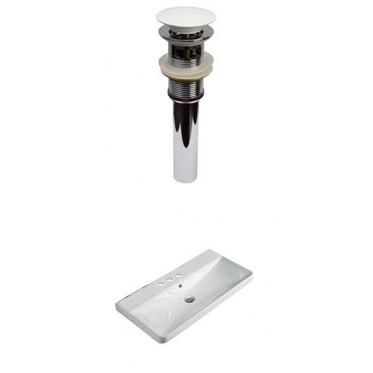 American Imaginations AI-30770 32" White Rectangular Wall Mount Transitional Ceramic Top Set