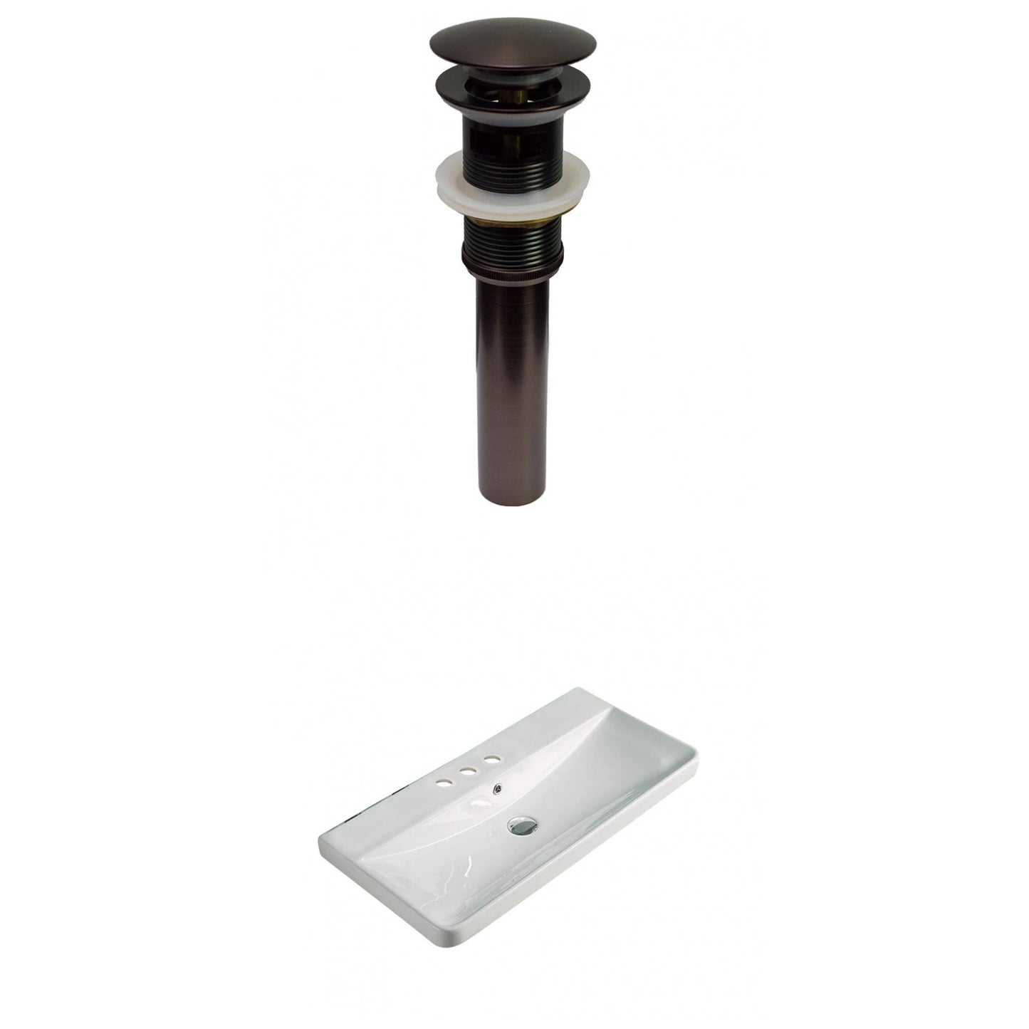 American Imaginations AI-30773 32" White Rectangular Wall Mount Transitional Ceramic Top Set