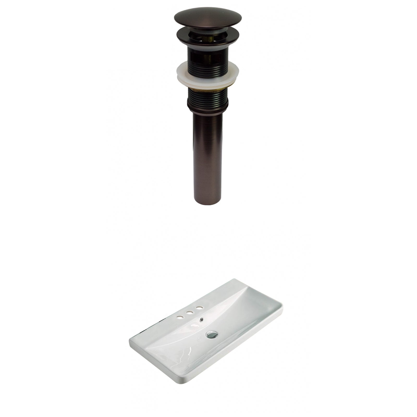 American Imaginations AI-30773 32" White Rectangular Wall Mount Transitional Ceramic Top Set