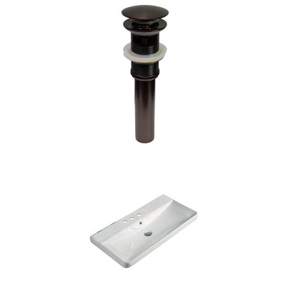 American Imaginations AI-30773 32" White Rectangular Wall Mount Transitional Ceramic Top Set