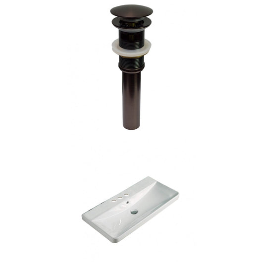 American Imaginations AI-30773 32" White Rectangular Wall Mount Transitional Ceramic Top Set