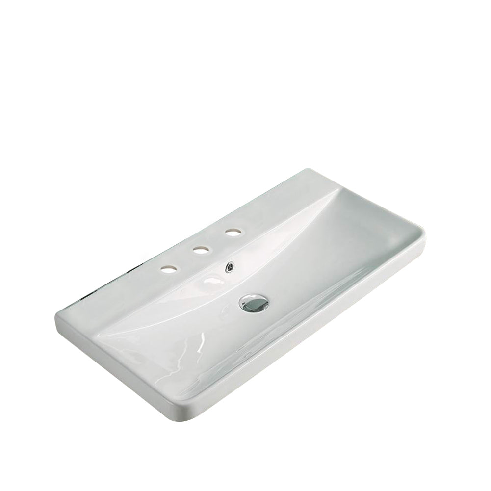 American Imaginations AI-30774 32" White Rectangular Wall Mount Transitional Ceramic Top Set
