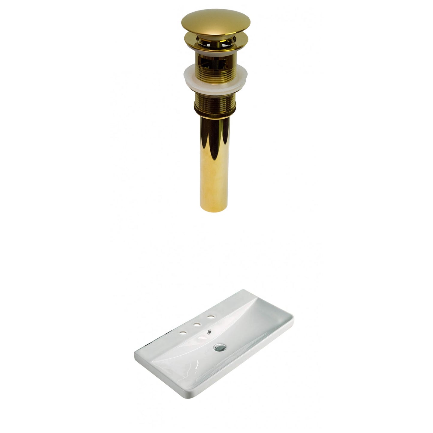 American Imaginations AI-30780 32" White Rectangular Wall Mount Transitional Ceramic Top Set