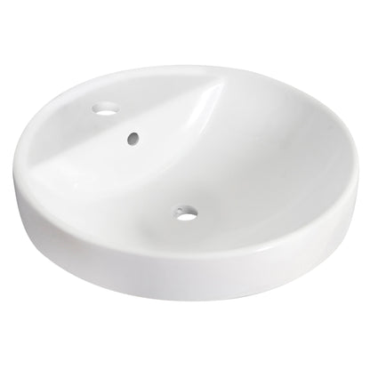 American Imaginations AI-30793 18" White Round Drop In Traditional Bathroom Vessel Sink Set