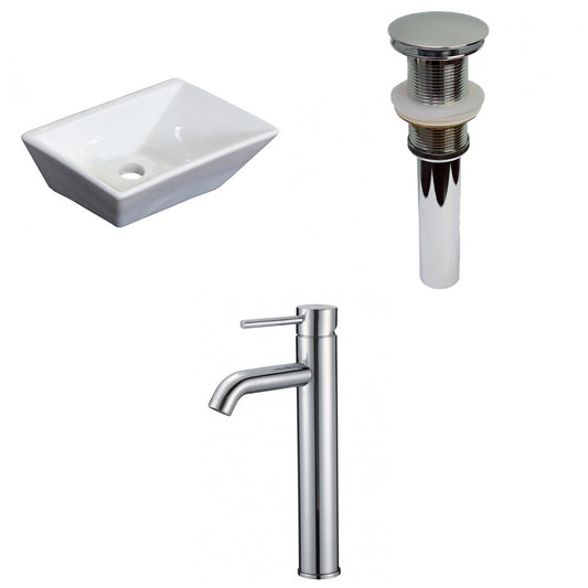 American Imaginations AI-30827 12" White Rectangular Above Counter Traditional Bathroom Vessel Sink Set