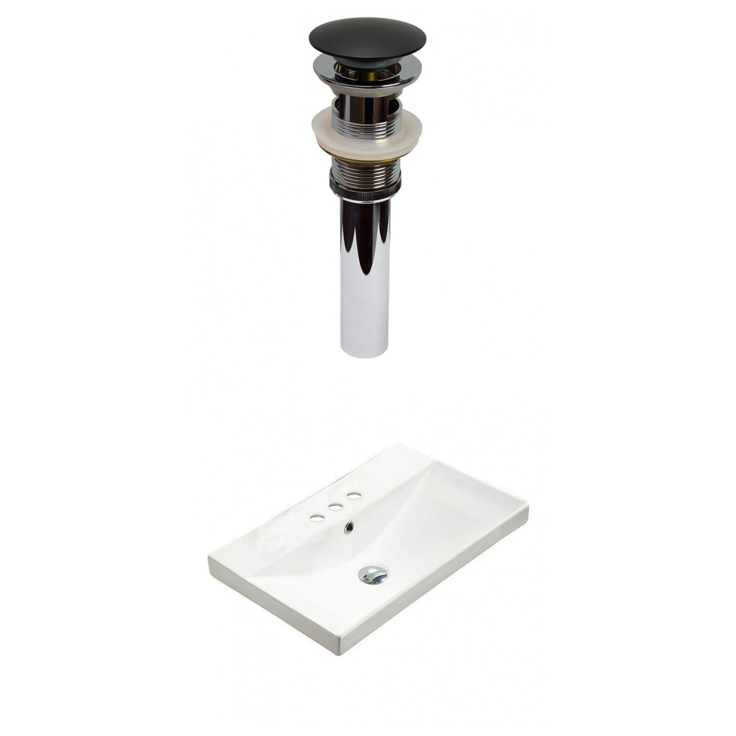 American Imaginations AI-30872 24" White Rectangular Wall Mount Transitional Ceramic Top Set