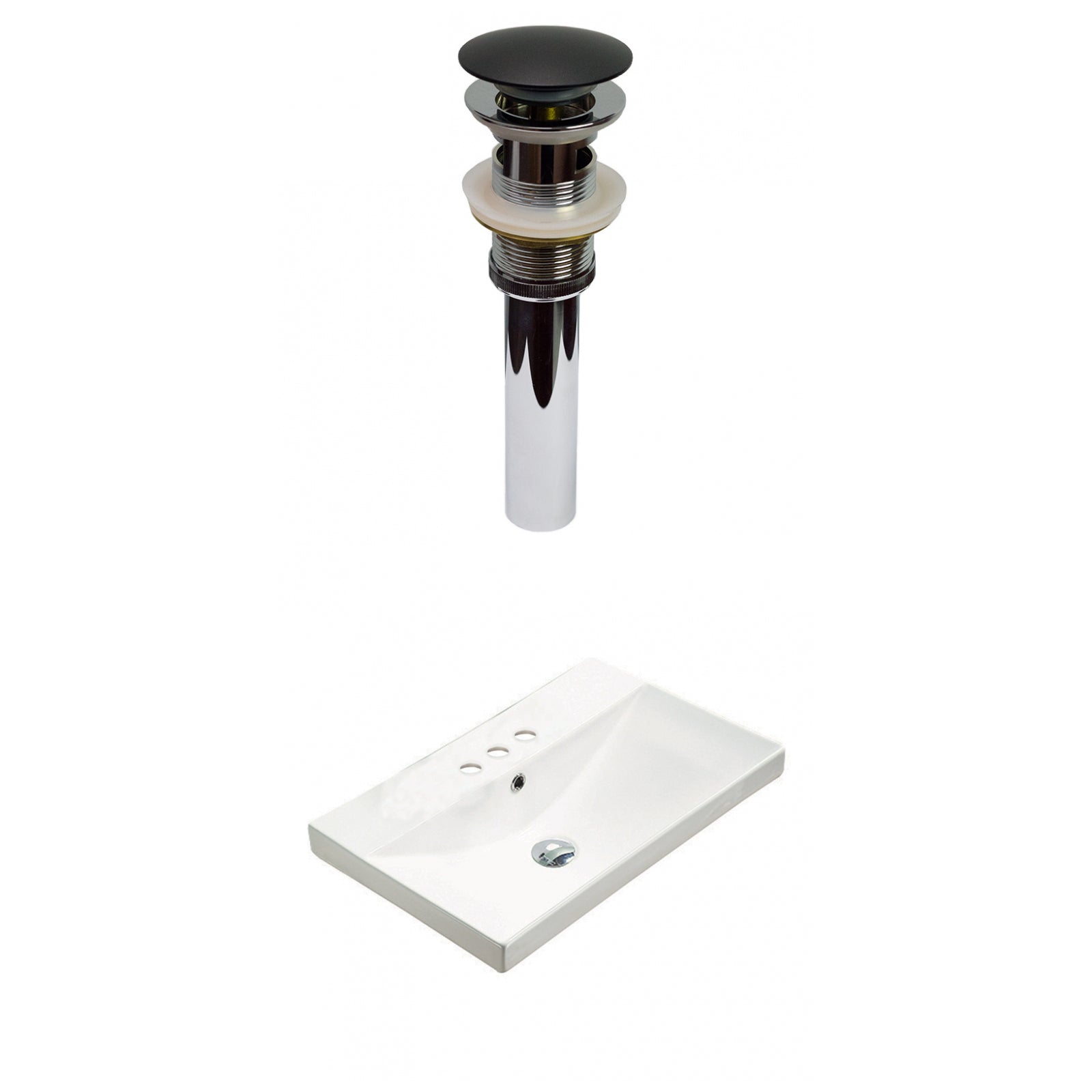 American Imaginations AI-30872 24" White Rectangular Wall Mount Transitional Ceramic Top Set