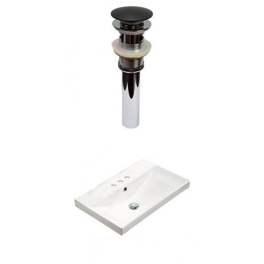 American Imaginations AI-30872 24" White Rectangular Wall Mount Transitional Ceramic Top Set