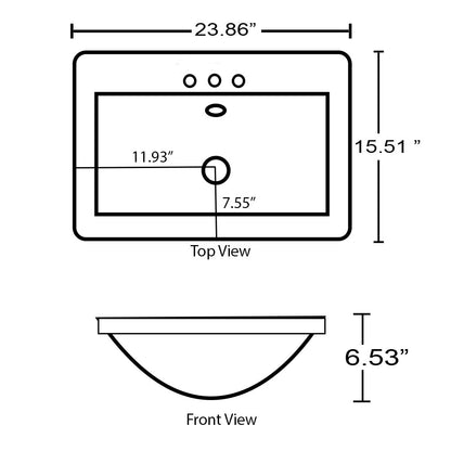 American Imaginations AI-30877 24" White Rectangular Wall Mount Transitional Ceramic Top Set