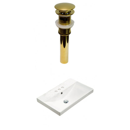 American Imaginations AI-30877 24" White Rectangular Wall Mount Transitional Ceramic Top Set