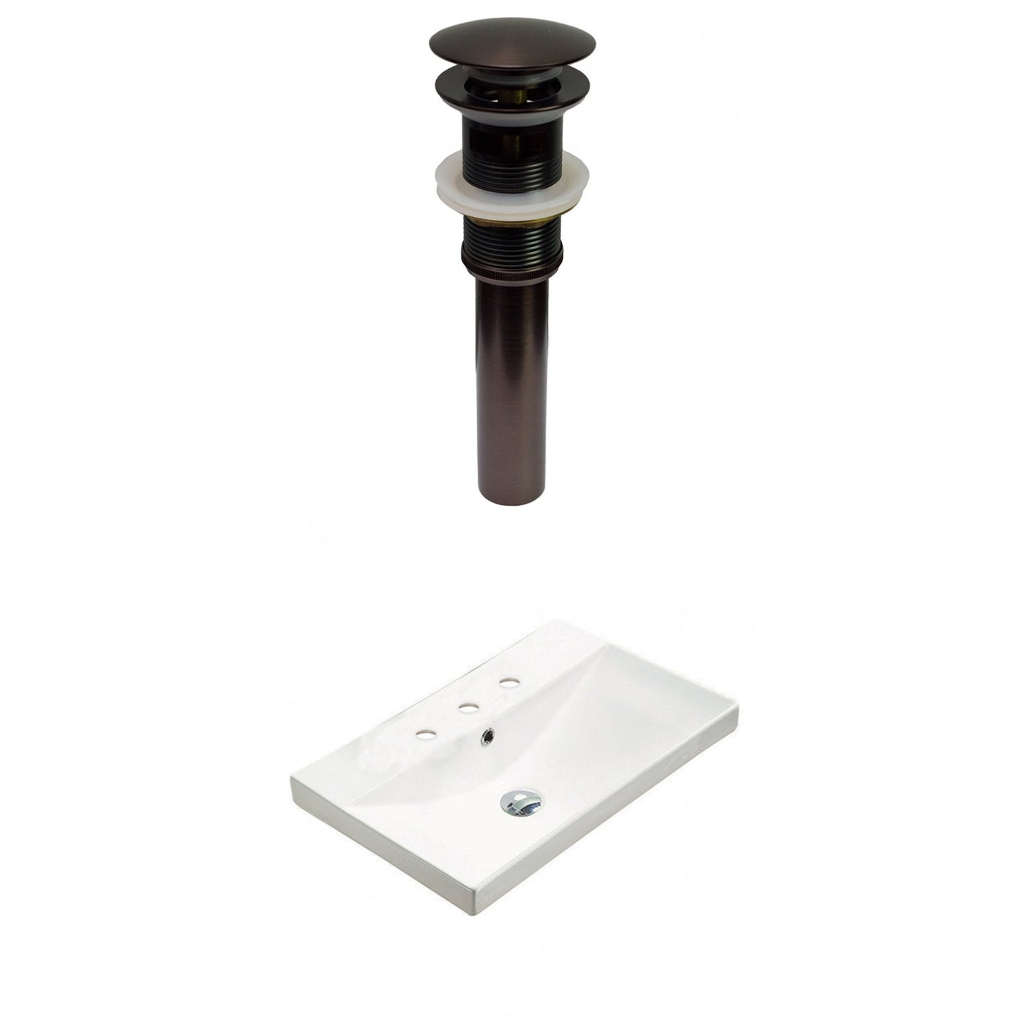 American Imaginations AI-30888 24" White Rectangular Wall Mount Transitional Ceramic Top Set