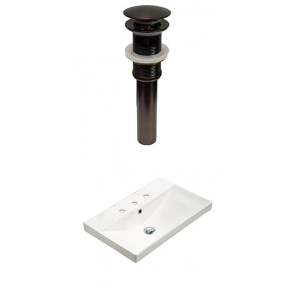 American Imaginations AI-30888 24" White Rectangular Wall Mount Transitional Ceramic Top Set