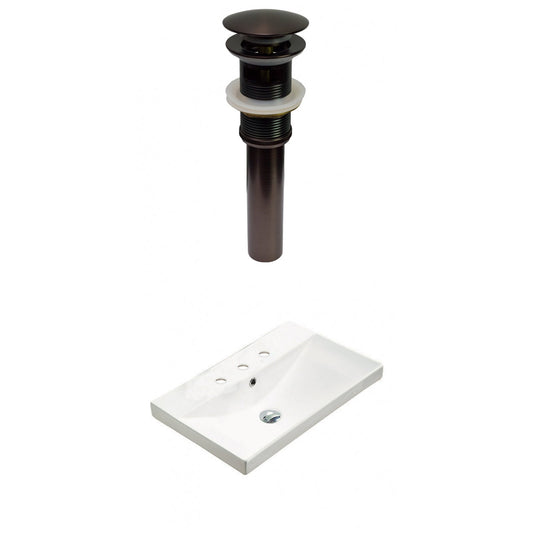 American Imaginations AI-30888 24" White Rectangular Wall Mount Transitional Ceramic Top Set