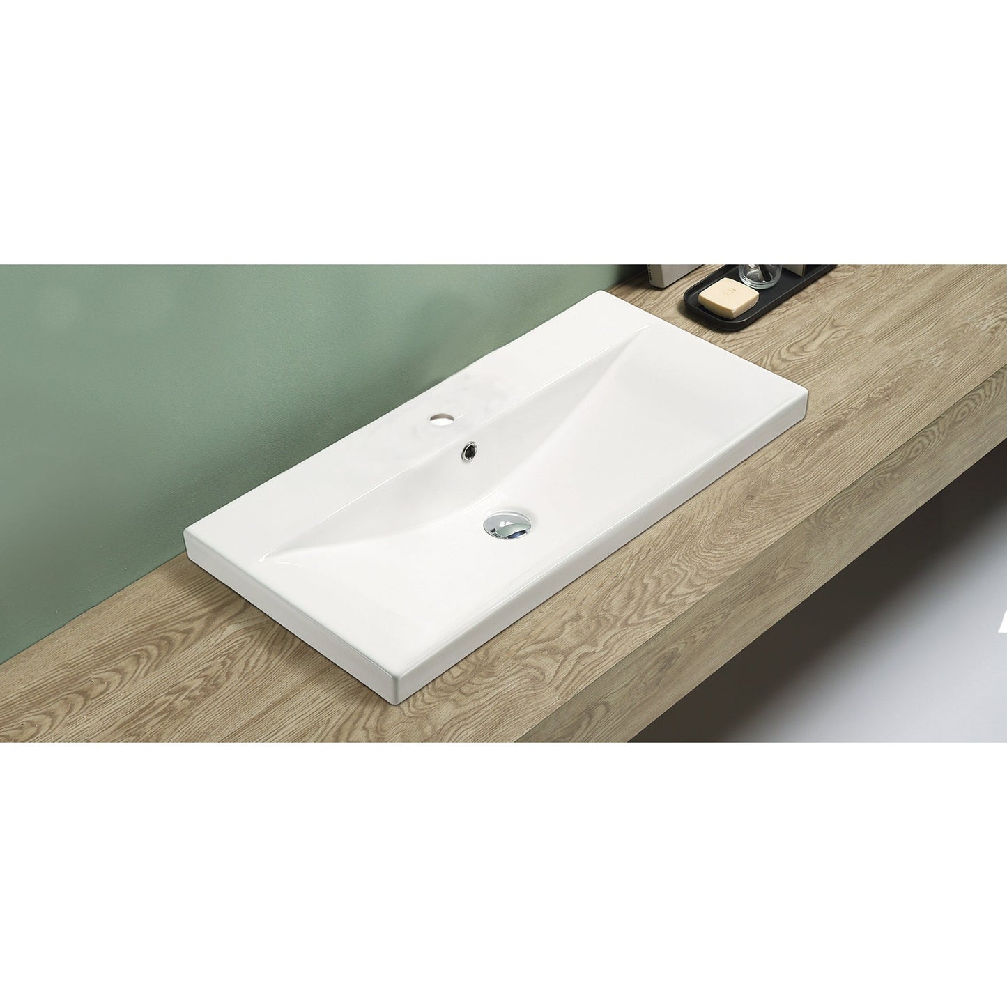 American Imaginations AI-30897 32" White Rectangular Wall Mount Transitional Ceramic Top Set